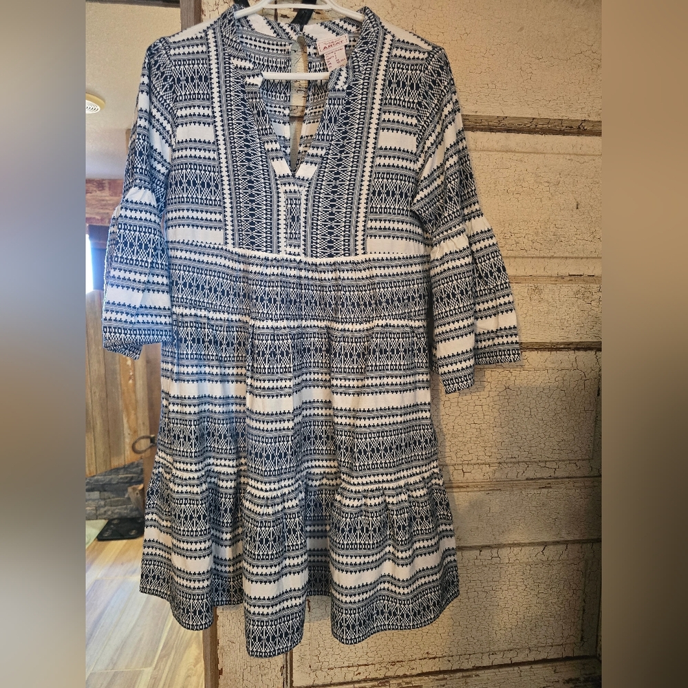 Ariat Navy and White Patterned Mini Dress